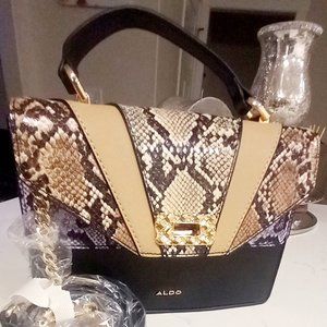 ALDO Snake Chain Leather Strap Luxurious Crossbody Shoulder Purse